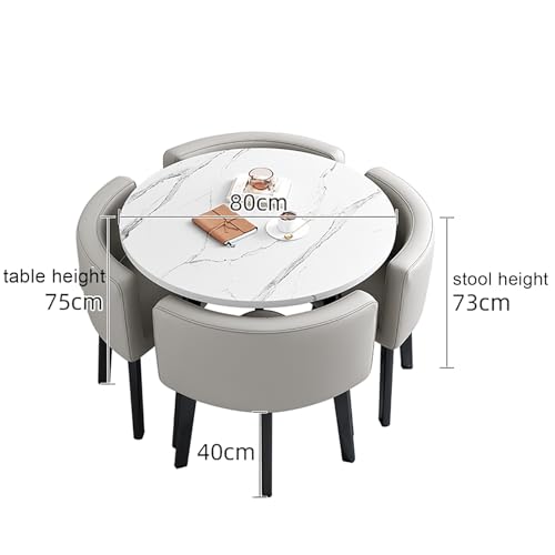 YHKJLYH Tavolo da Pranzo Piccolo per 4 Persone con Tavolo Rotondo e 4 sedie per Soggiorno, Combinazione tavolino e Sedia per Cucina, Ufficio, Balcone   Set di mobili per Sala da Pranzo familiare Com : Casa e cucina