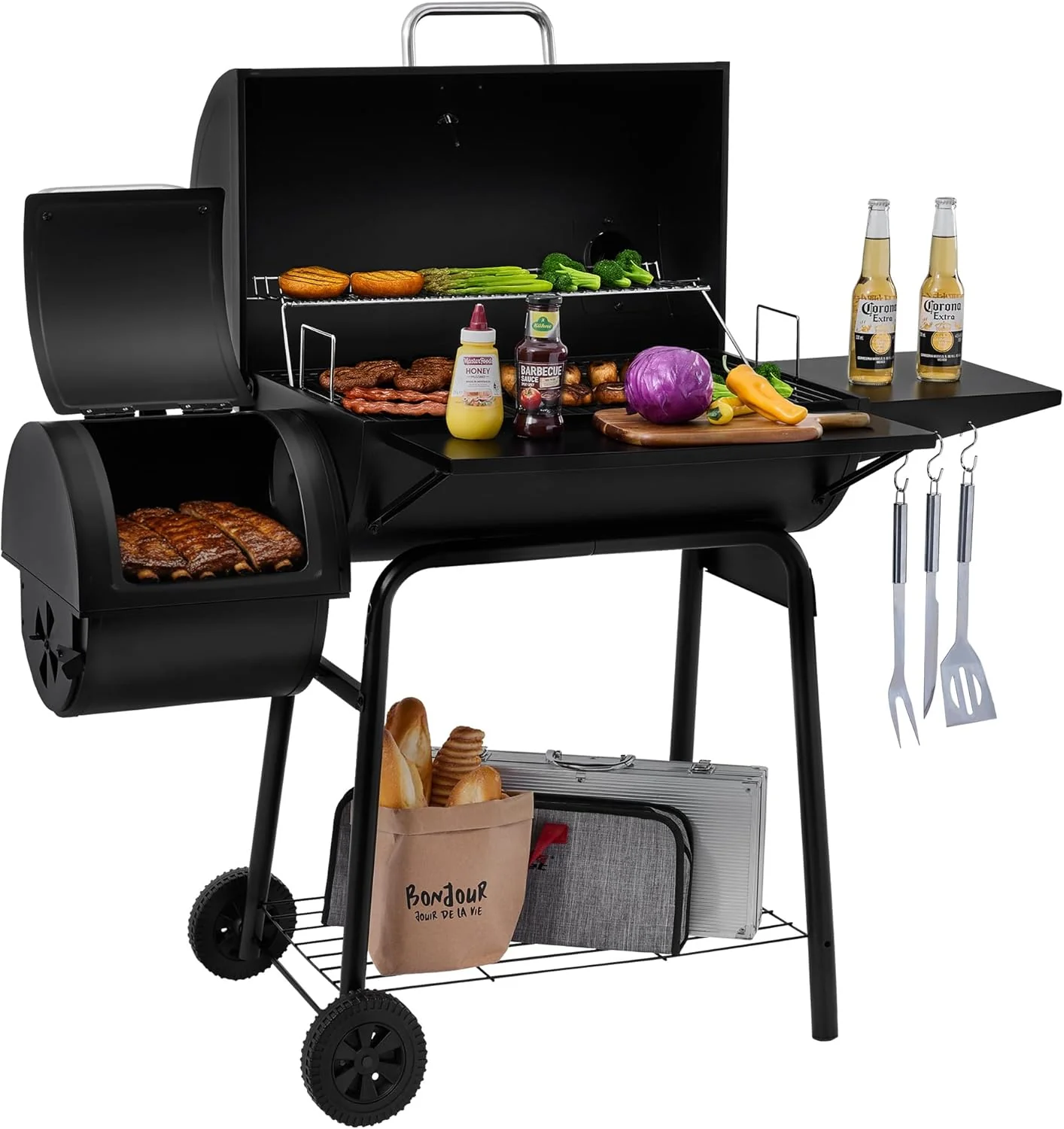 Royal Gourmet CC1830S BBQ Charcoal Grill and Offset Smoker | 823 Square Inch cooking