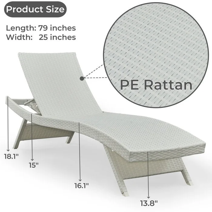 All Weather Wicker Chaise Lounge - Set of 2