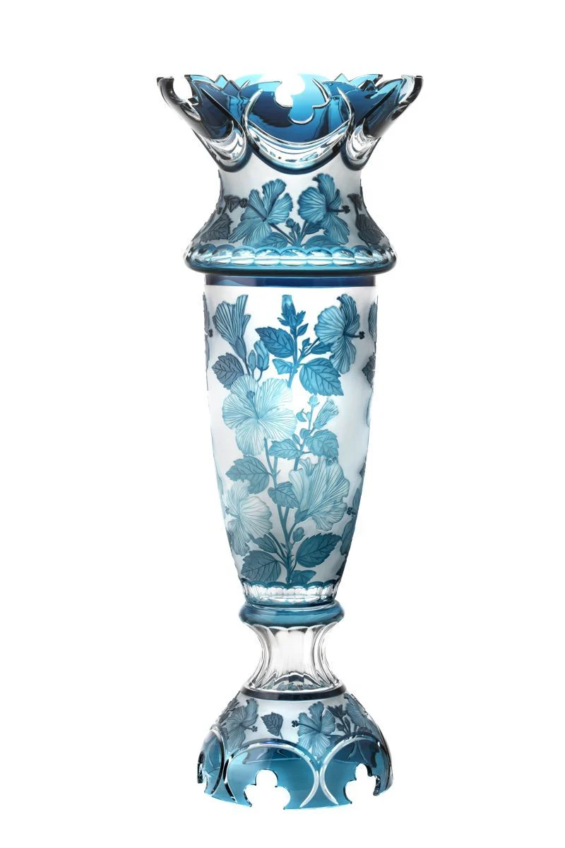 Vase Ibich Hibiscus, Long Floor Vase with Bowl