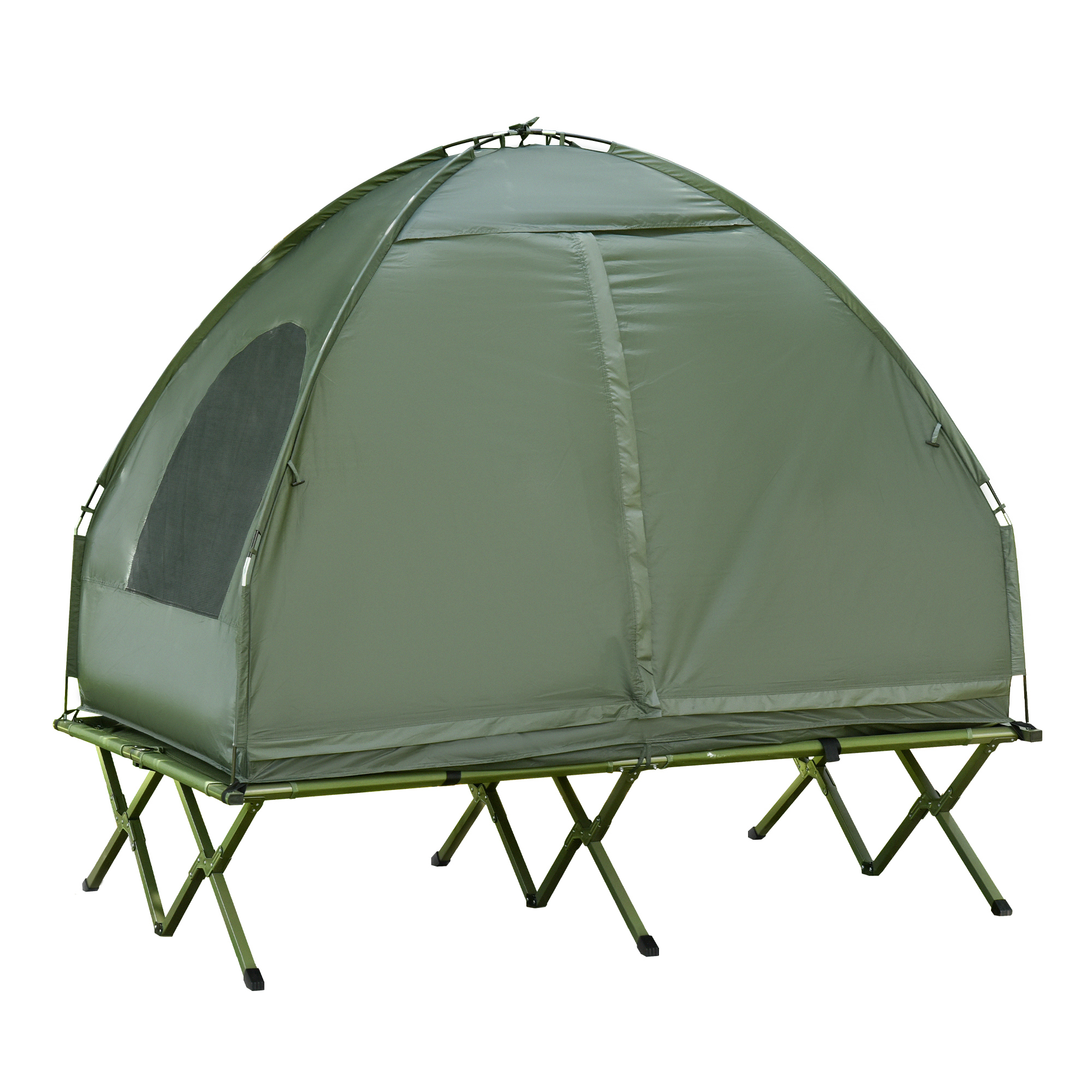 Outsunny Campingbedje met Matras Hoge Slaap Draagbaar, Groen