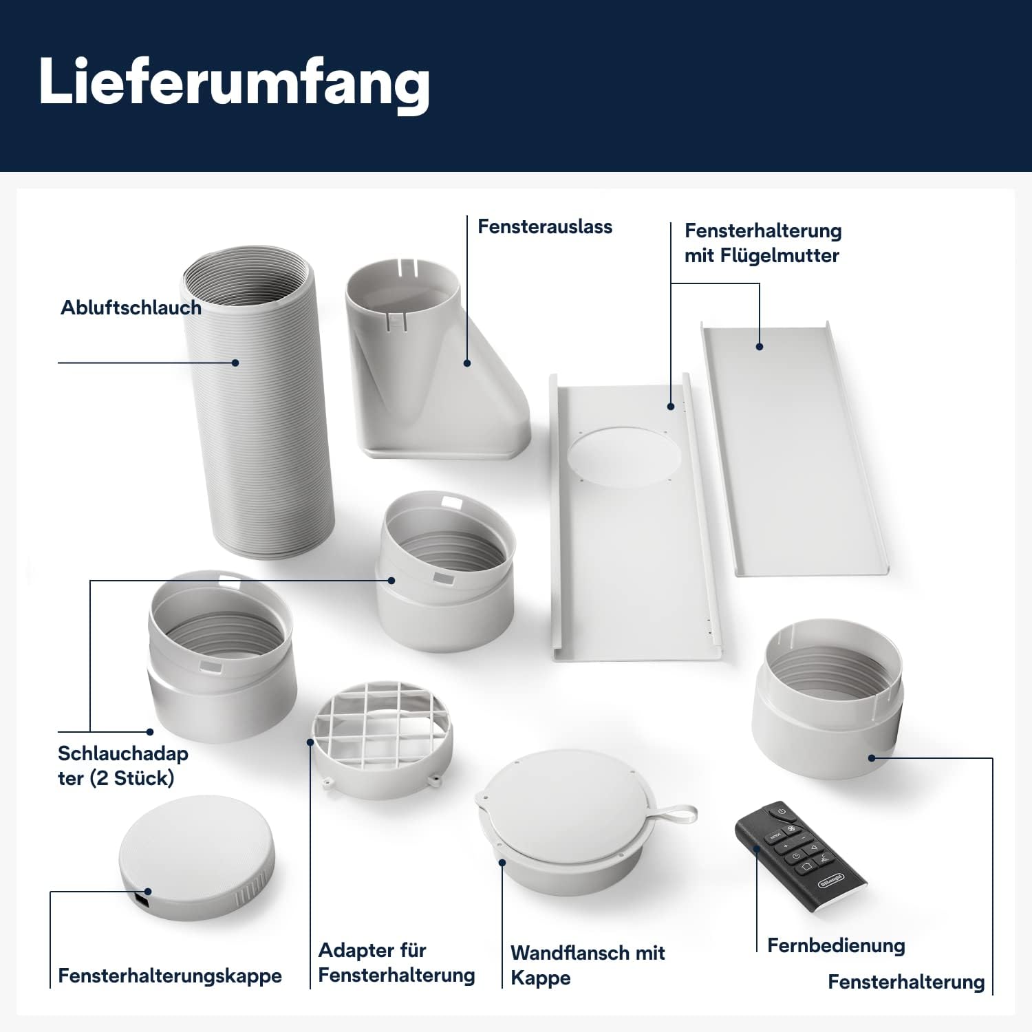 De'Longhi Pinguino PAC EX100 Silent mobiles Klimagerät mit Abluftschlauch, Klimaanlage für Räume bis 110 m³, Luftentfeuchter, Ventilationsfunktion, 24h-Timer, Weiß