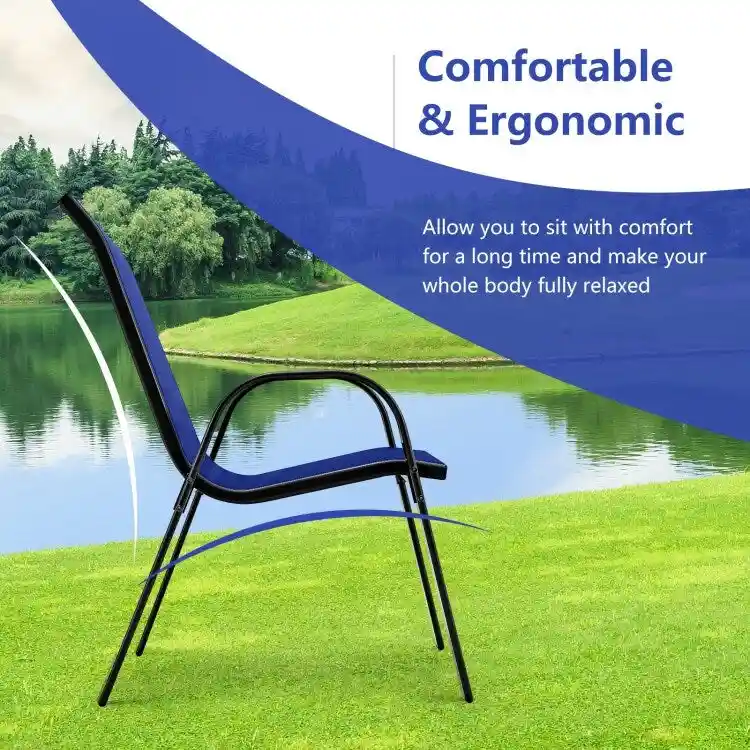 4 Pieces Stackable Patio Dining Chairs Set with Armrest - 29 x 21.5 x 35.5 (L x W x H)