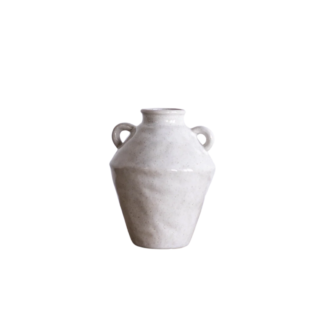 Geometric Cream Handled Vase