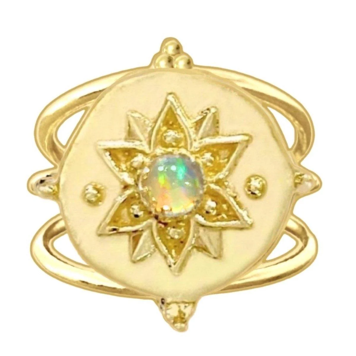 Intricate Vera May Gold Boho Ring- Genuine Opal Ring