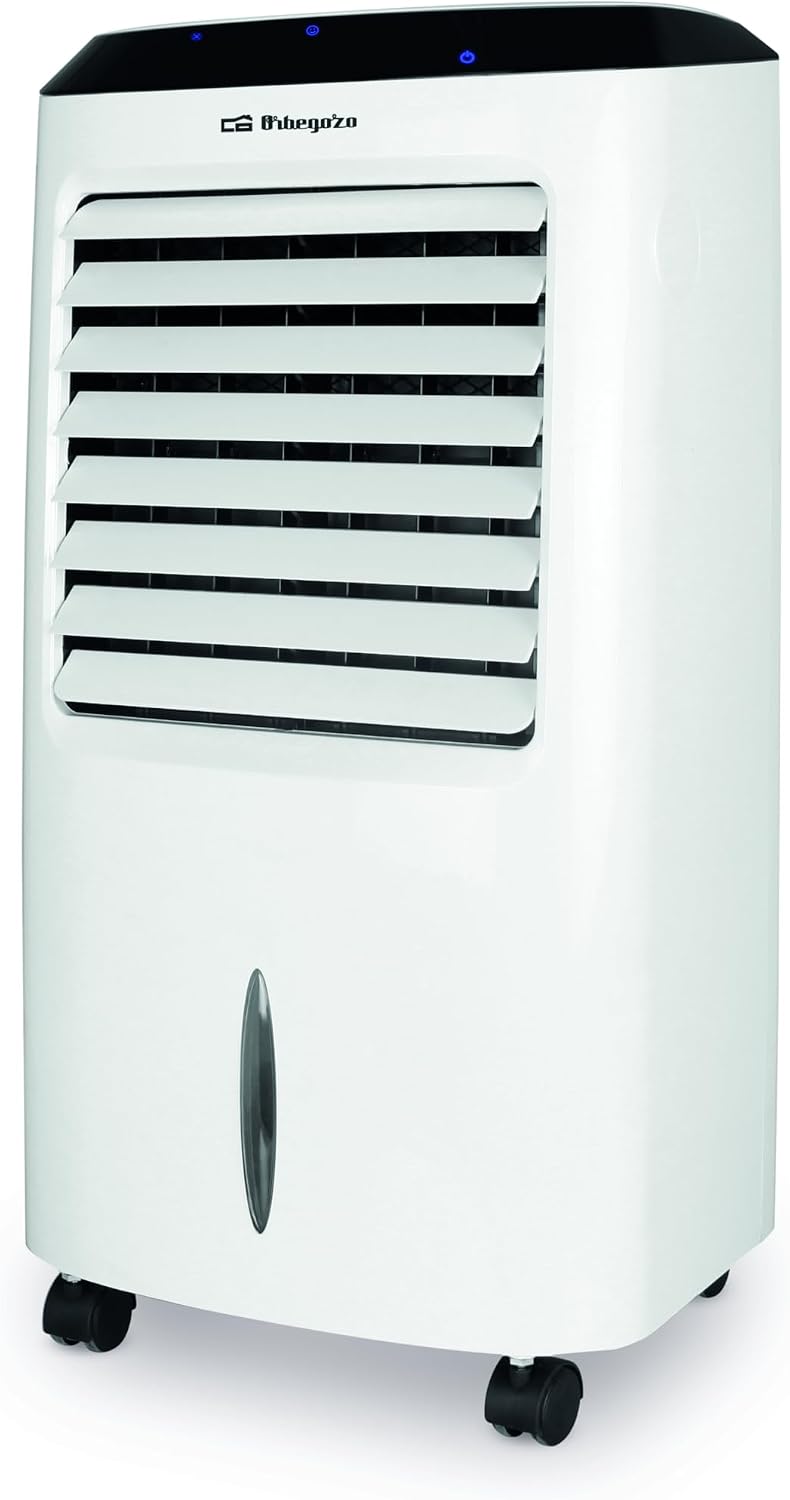 Orbegozo Air 52 Luftkühler 3-in-1, 3 Stufen, Zeitschalter, Fernbedienung, Kühlakkus, Tank von 10 l, 65 W