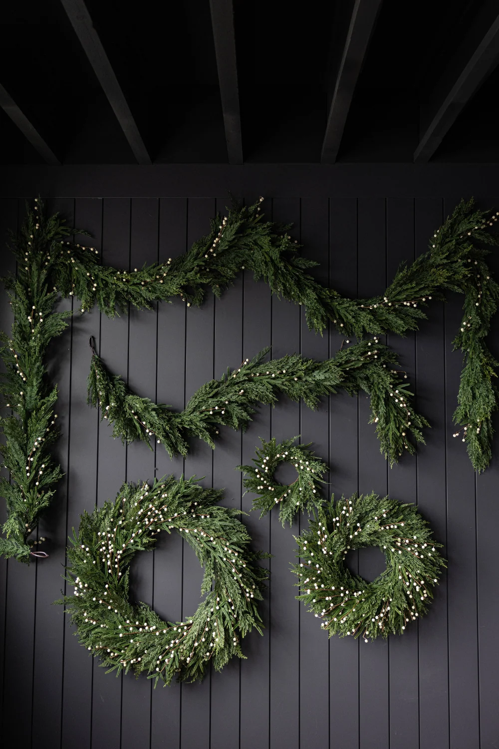 White Plum Berry Norfolk Cypress Real Touch Wreath - 14