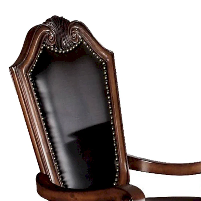 Chateau De Ville Arm Chair (Set-2) in Black PU & Cherry