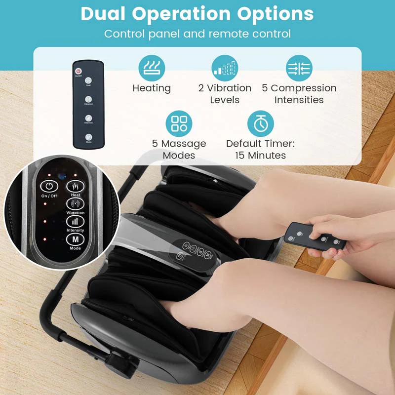 Shiatsu Foot & Calf Massager with Heat, Vibration Compression Electric Leg Massager for Neuropathy, Plantar Fasciitis Relief, Muscle Arm Relax