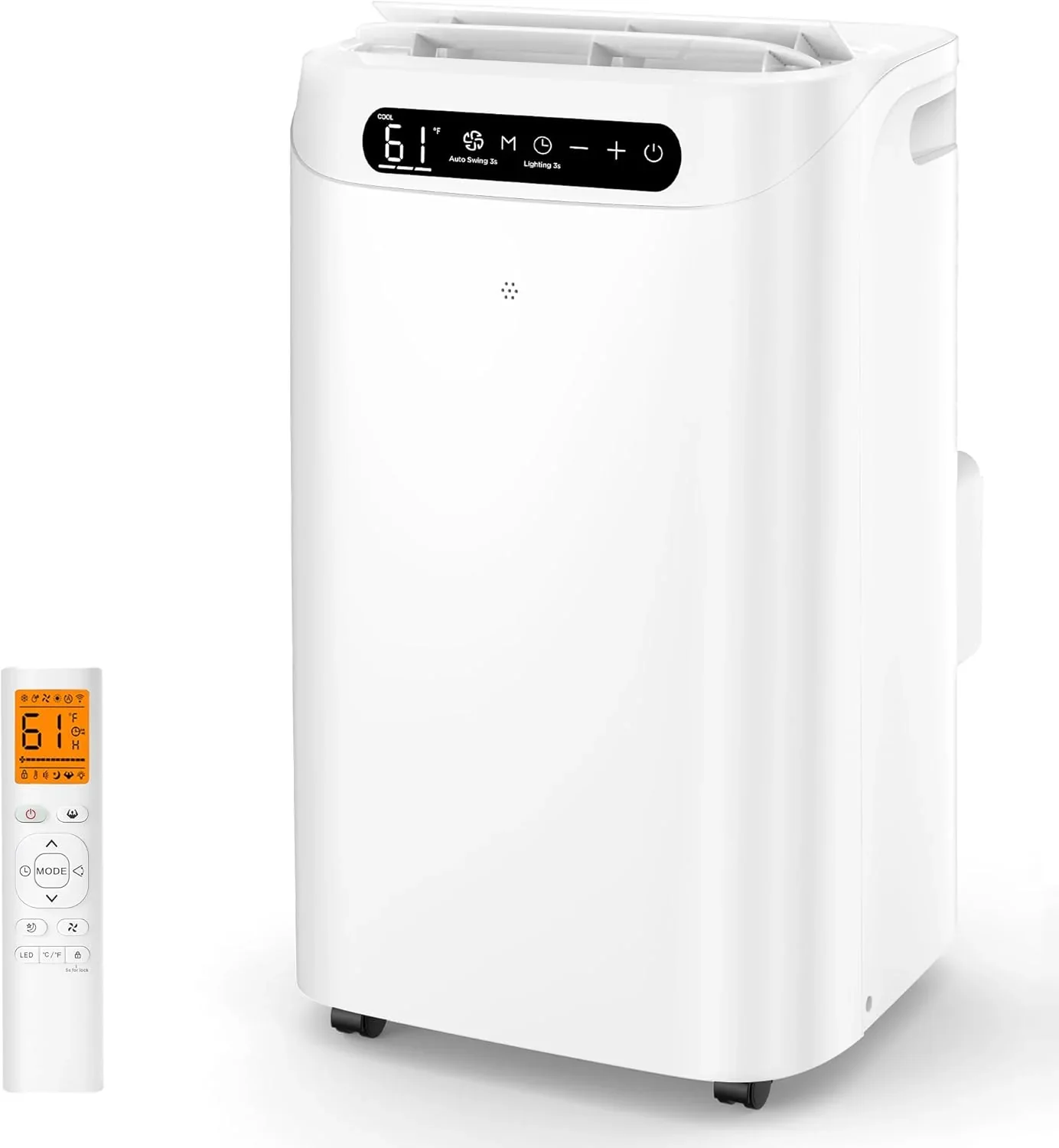 Hordozható légkondicionálók 14000 BTU távirányítóval, 3 az 1-ben szabadon álló intelligens hűtő légkondicionáló párátlanítóval, ventilátorral, akár 700 négyzetláb területű helyiségek hűtésére, automatikus elforgatással, 24 órás időzítővel, ablakkészl