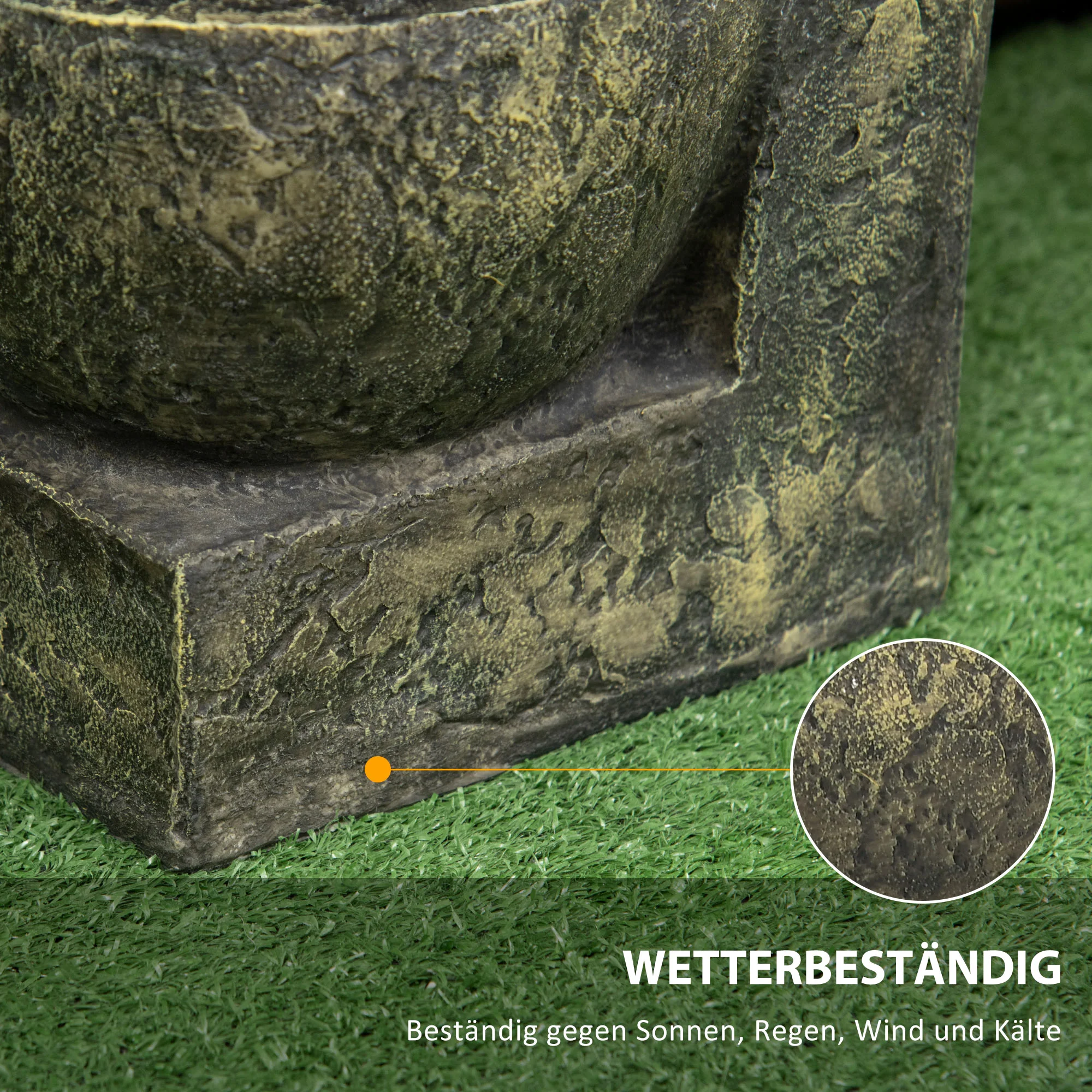 Outsunny Tuin fontein 25x24x60 cm, verstelbare stroom, 60 cm hoog, zwart