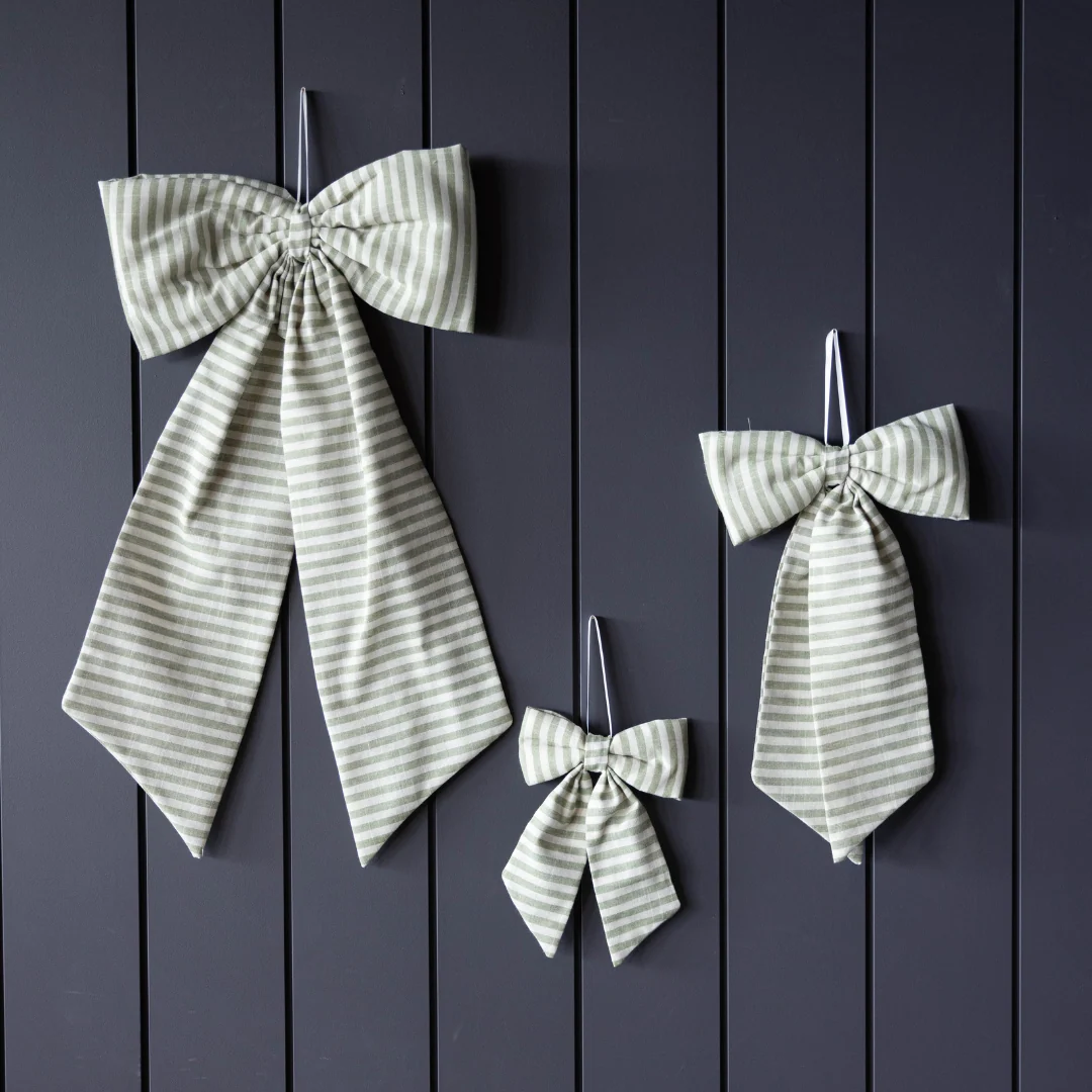 Striped Light Green Fabric Bows