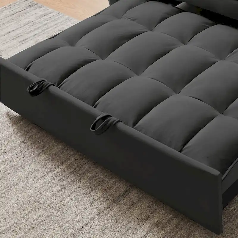Modern Velvet Loveseat Futon Sofa Couch Pullout Bed,Small Love Seat