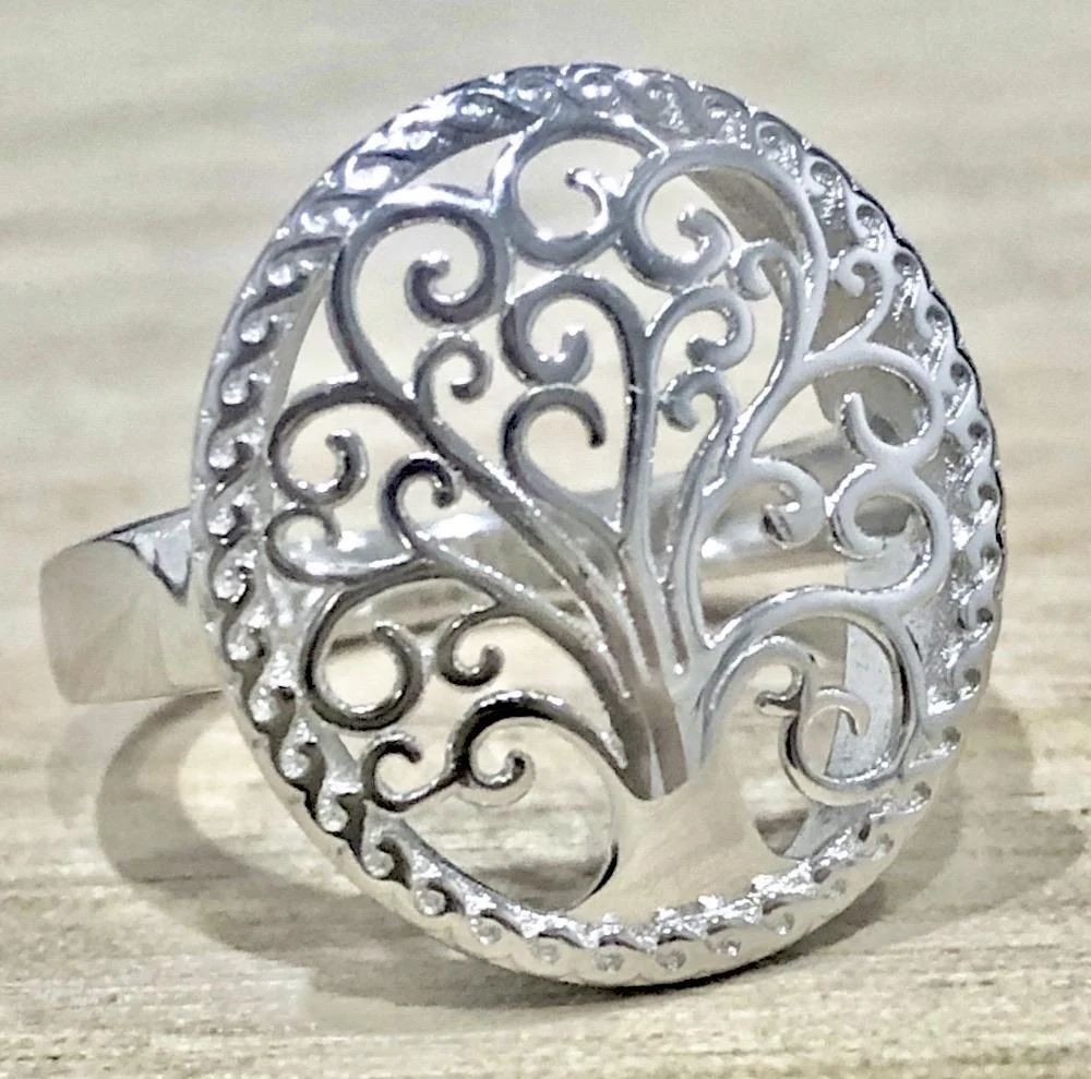 Laihas Whimsical Tree Of Life Statement Sterling Silver Boho Ring Ass sizes
