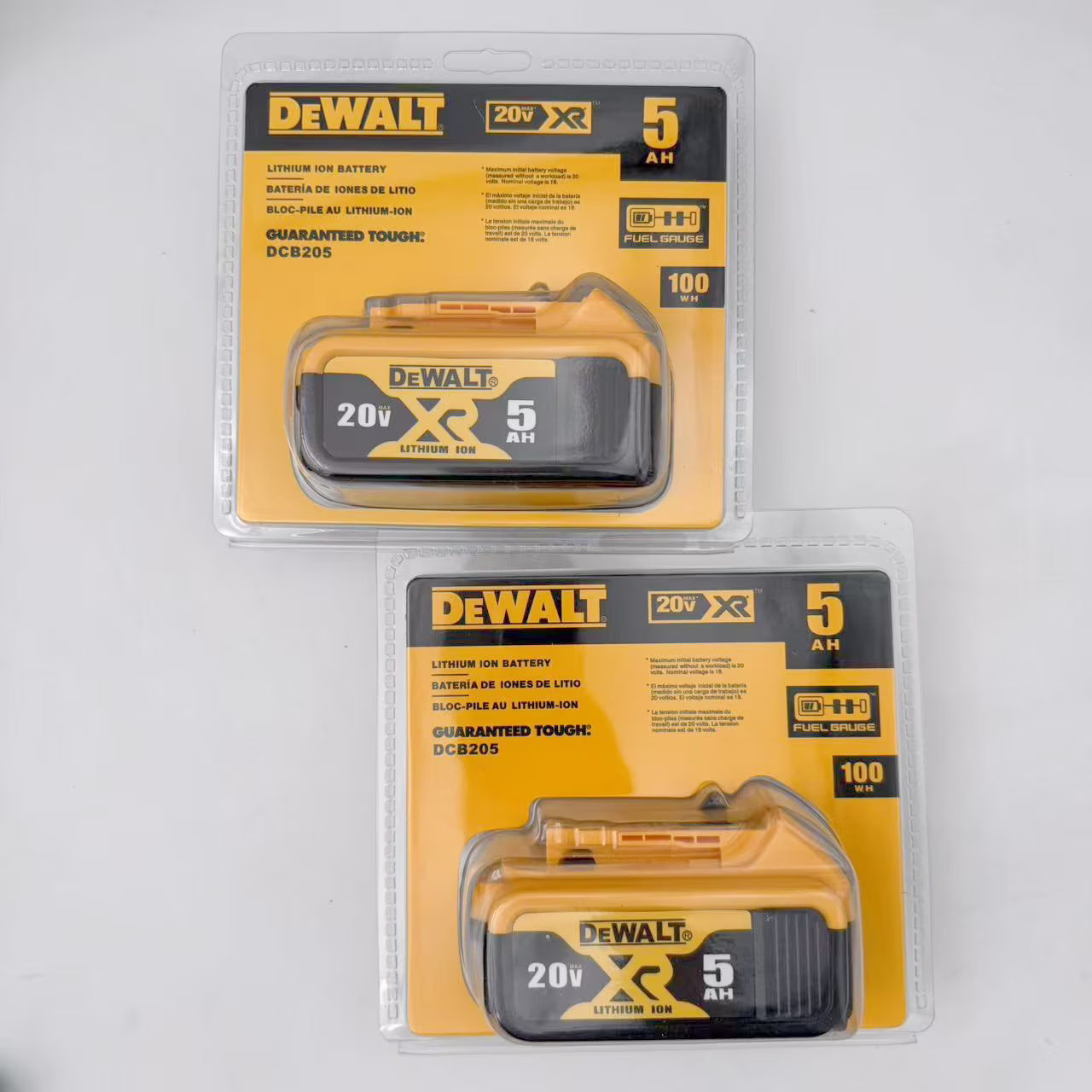 For DEWALT DCB205 20V 5.0Ah XR Power Tool Battery, 2 Pack