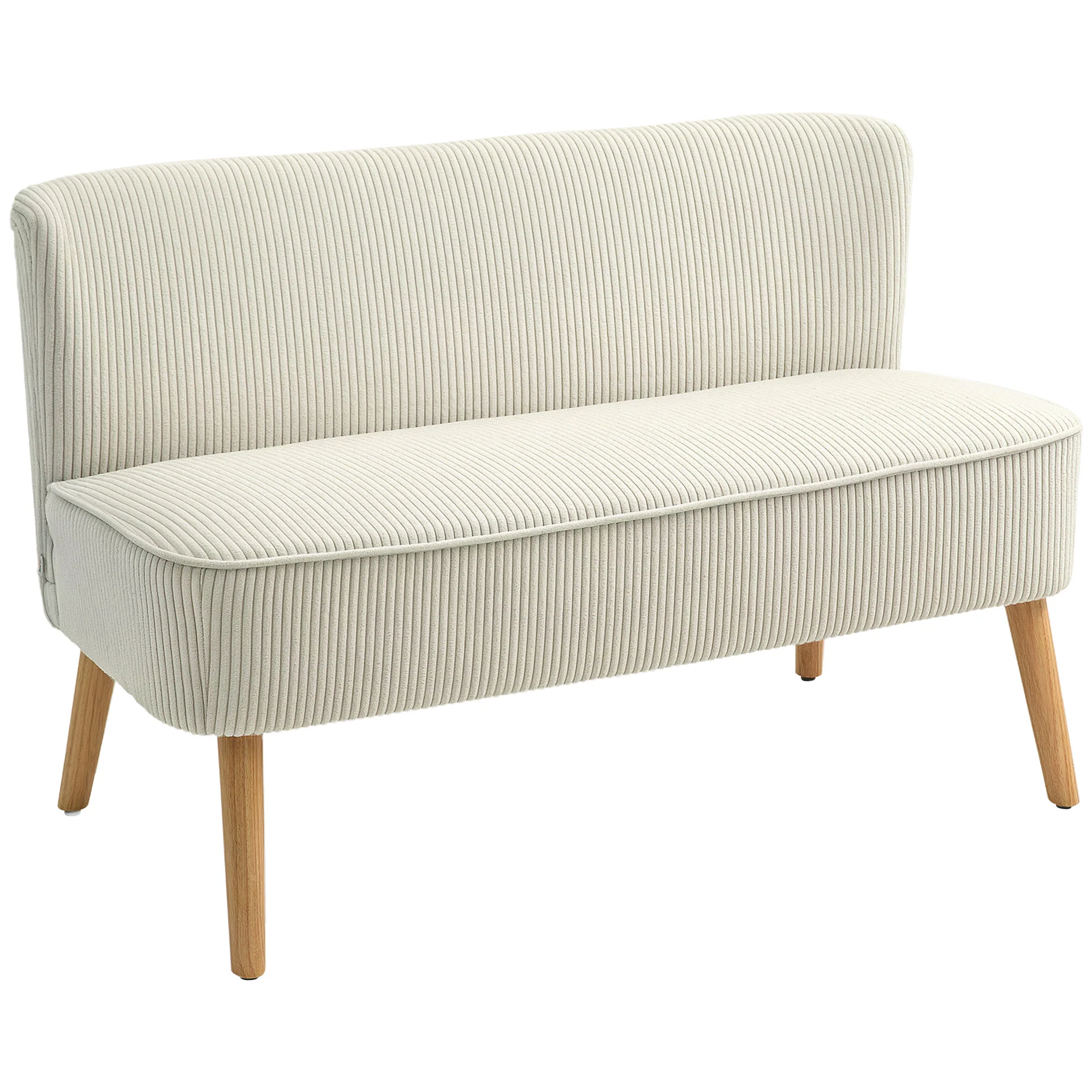 HOMCOM Tweezitsbank, Zachte Bekleding, Onderhoudsvriendelijk, Tot 150 kg Belastbaar, 117 x 56,5 x 77 cm, Crème Wit