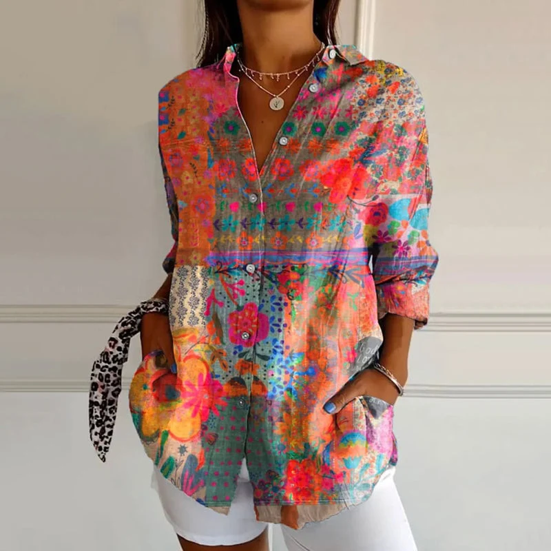 Women��s Floral Blouse Lightweight Vintage Style