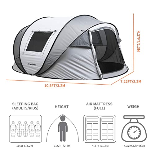 EchoSmile Tenda da Campeggio Istantanea Pop up per 5 8 persone,Tenda Familiare per Campeggio,Tenda Automatica Portatile,Tenda a Cupola Resistente all'acqua, Facile da Montare e Antivento : Amazon.it: Sport e tempo libero
