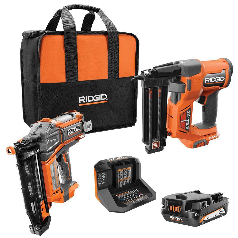 Kit combinat pentru bate cuie fără fir de 18 V, fără perii, cu clești de batut cuie Brad & Finish, baterie și încărcător