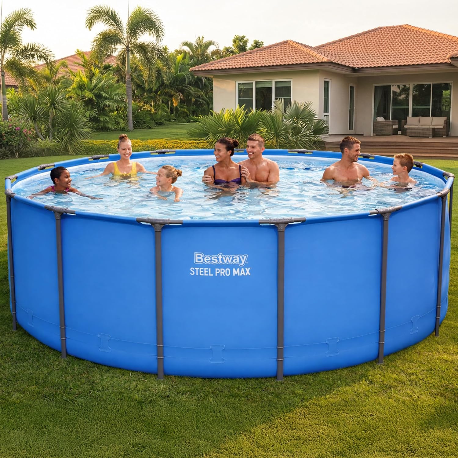 Bestway Steel Pro MAX 15’ x 48" Above Ground Pool  Round Metal Frame Outdoor Swimming Pool for Backyard  Blue  Pool ONLY
