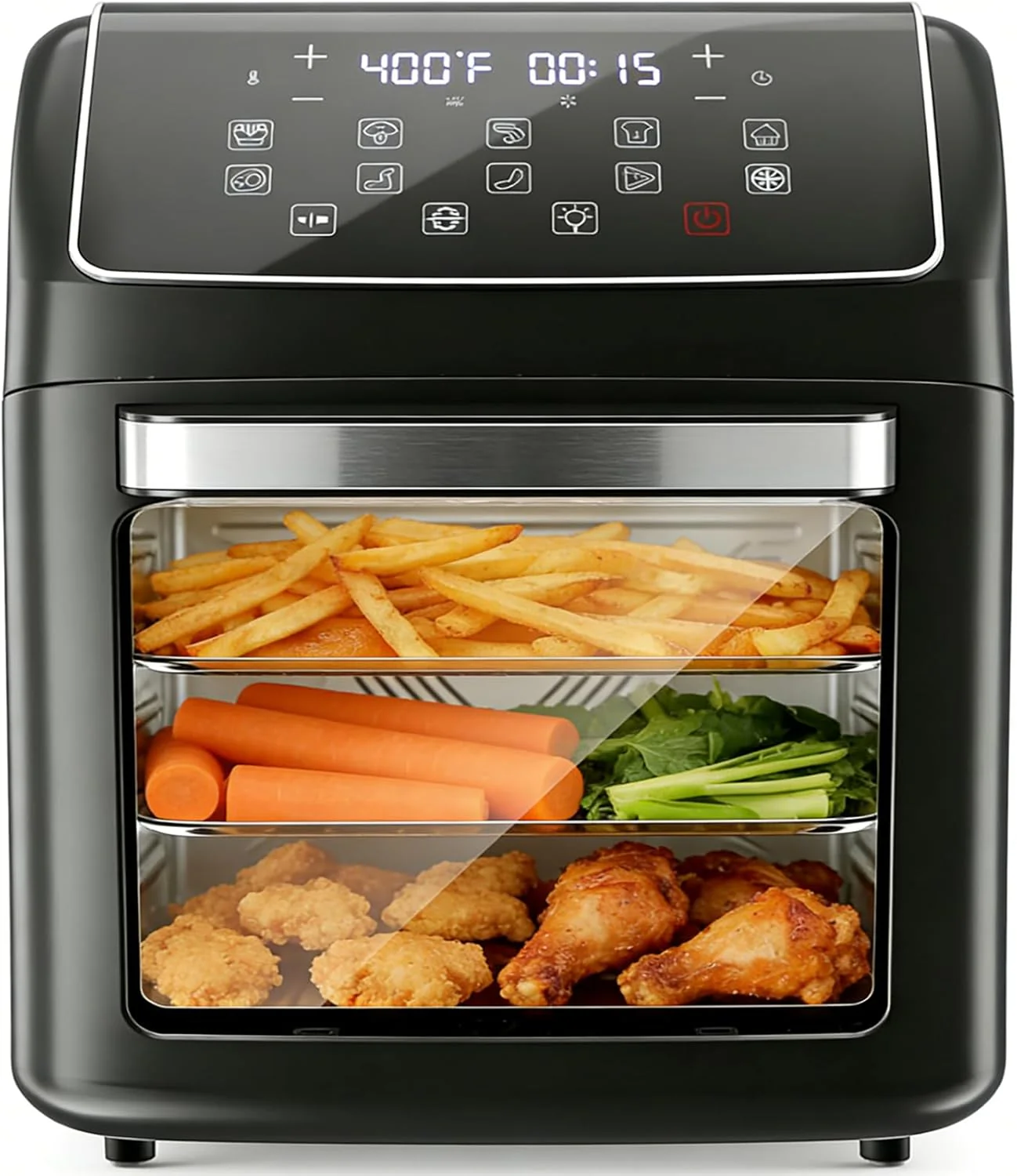 Simple Deluxe 10-in-1 Air Fryer Oven 12.6 Qt, Digital Preset Airfryer with Visible Window