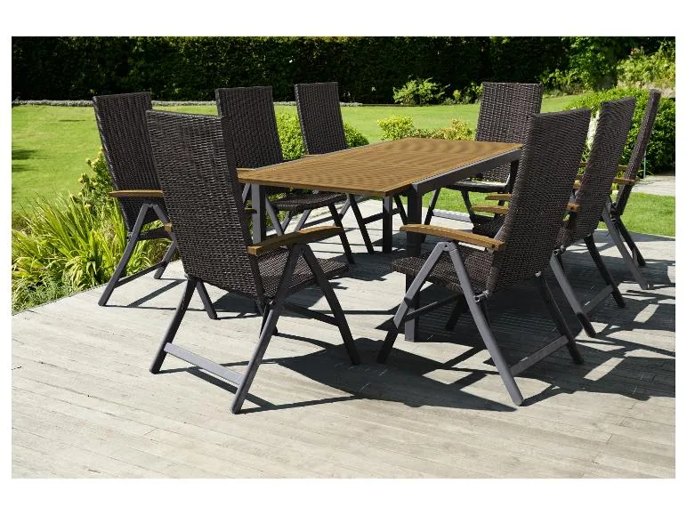 Geflecht-Set »Valencia«, 9-teilig - Ausziehtisch & 8 Klappsessel, braun