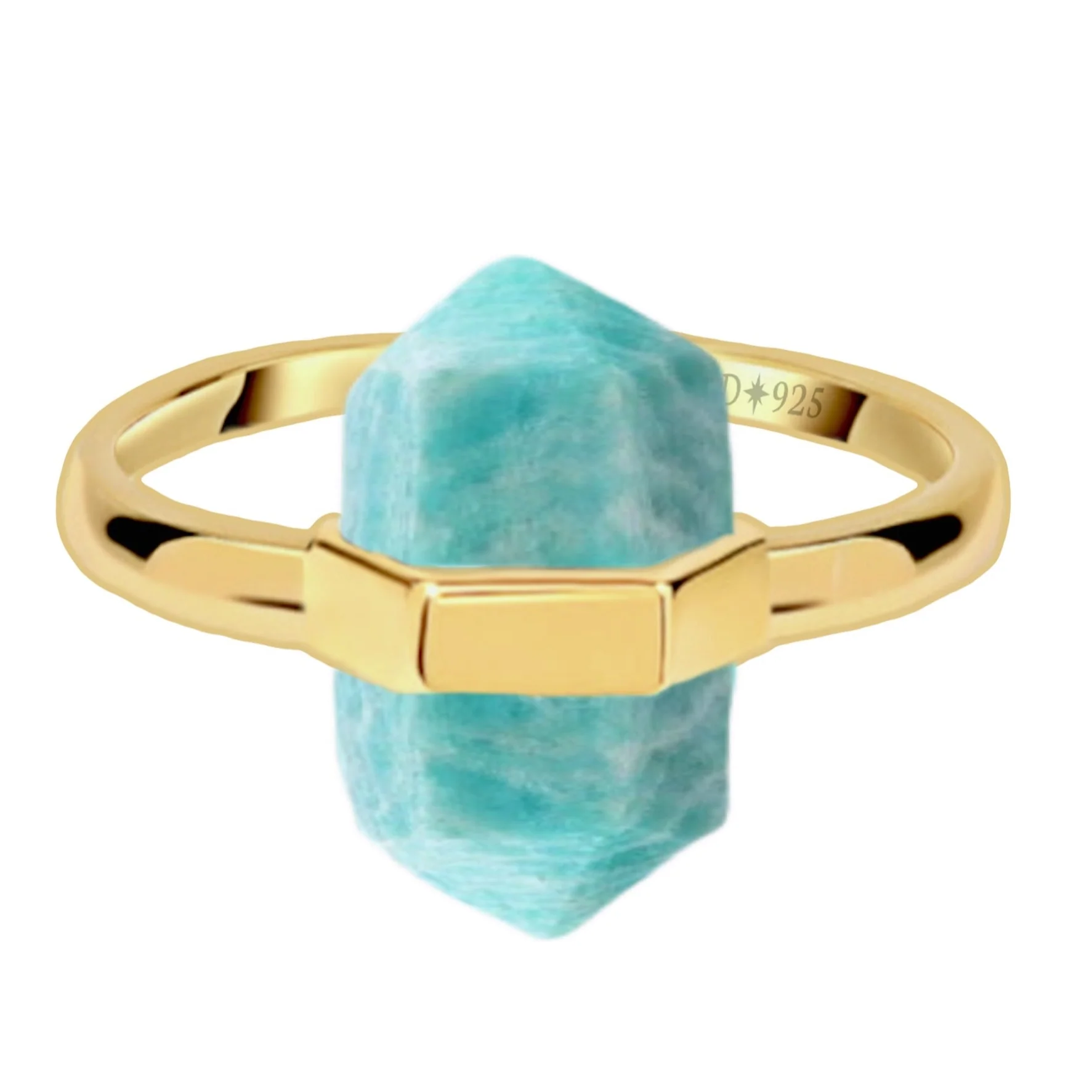 Laihas Gold Crystal Kindness Amazonite Ring