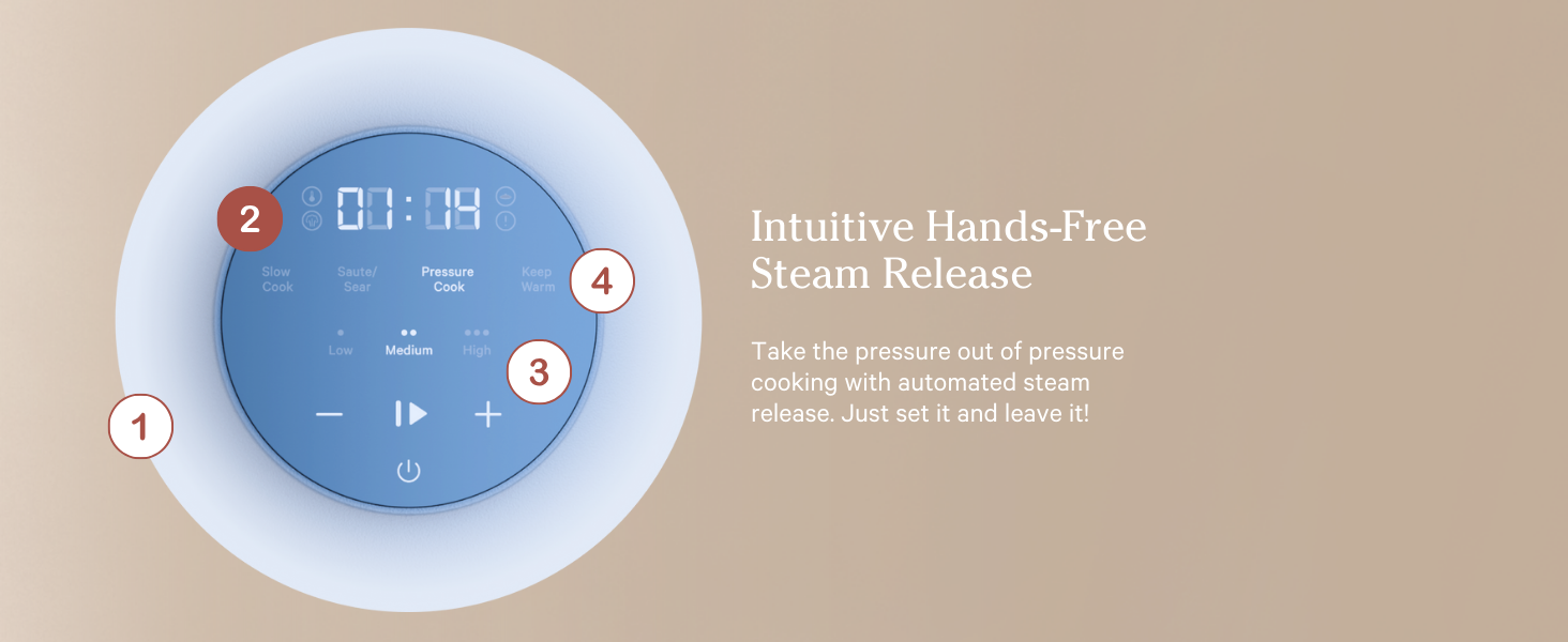 Pressure cooker slow cook lid touch presets electric rice steamer sauce warm cookware meats poultry