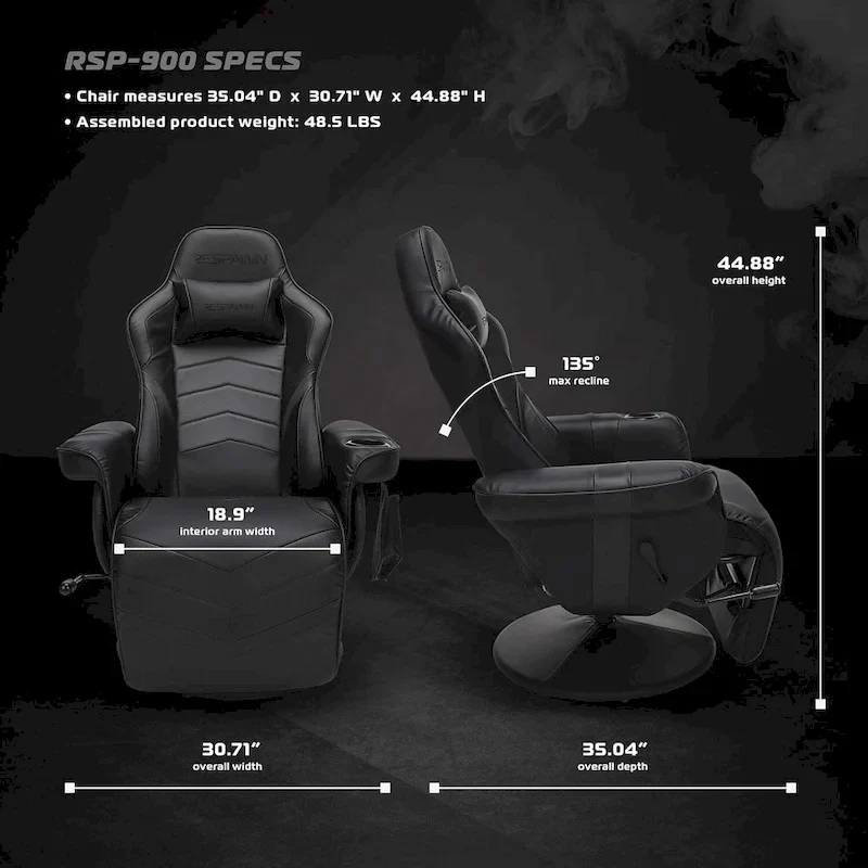 Gaming Recliner - Reclining Gaming Chair with Footrest