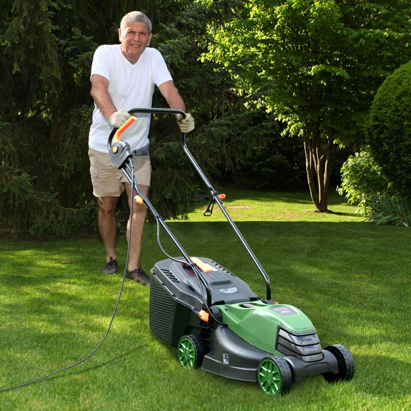 10 AMP 13" Electric Push Lawn Mower 2-in-1 Walk-Behind Lawnmower with Collection Box, 3 Adjustable Height Position