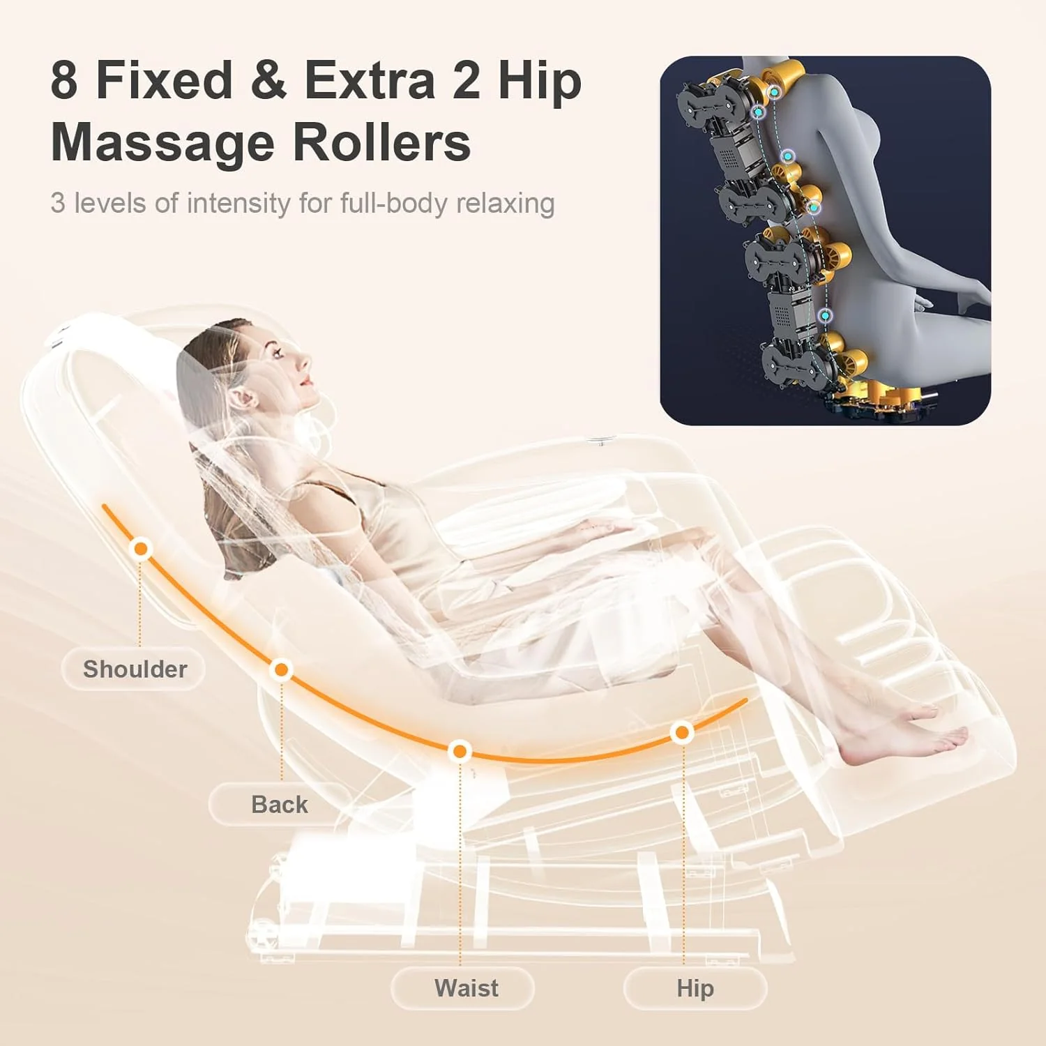 2025 Massage Chair Full Body, Zero Gravity Massage Chair with 10 Fix Rollers, Heating, Foot Massage, Auto Modes, Bluetooth Speaker, Touch Screen Controller (Black & Brown)
