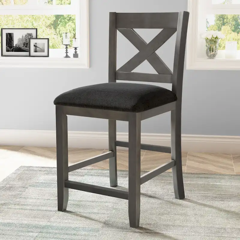 5-Piece Rustic Dining Set with Wooden Bar Table & 4 Chairs