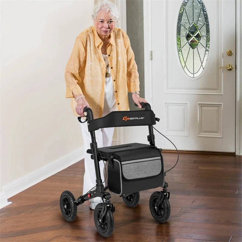 2-in-1 Folding Rolling Rollator Walker with Seat, 9