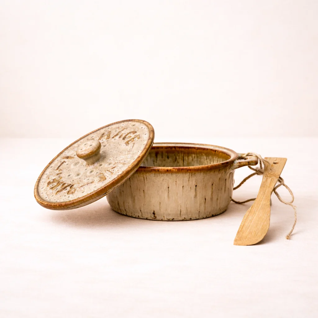 Stoneware Brie Baker & Bamboo Spreader