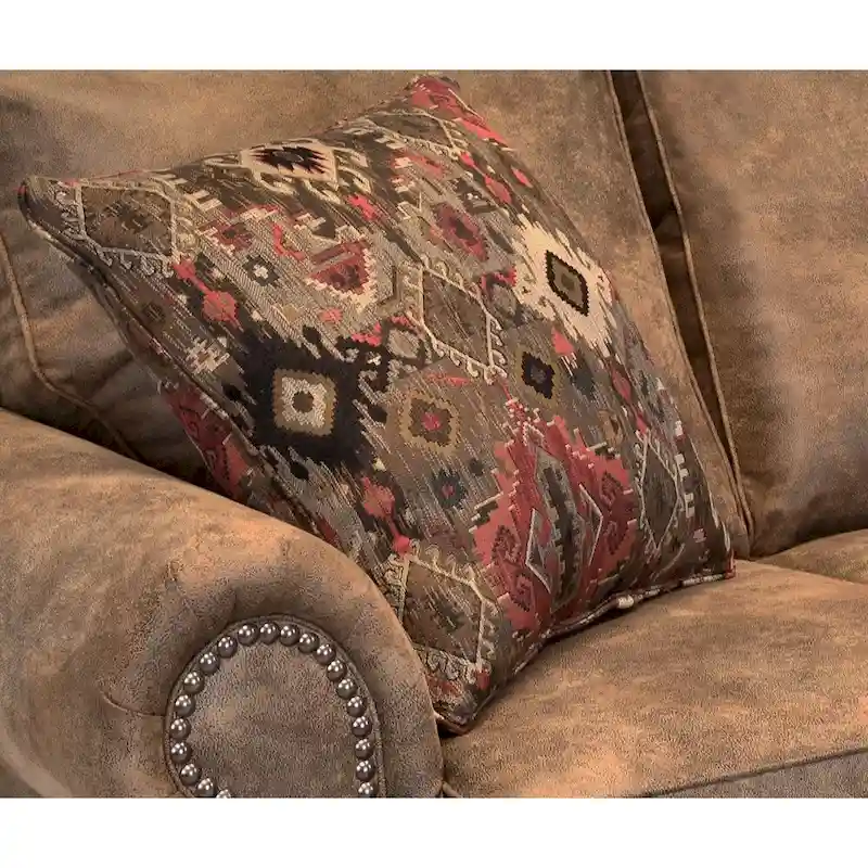 Rancho Rustic Brown Buckskin Fabric 3-pc. Sofa Bed, Loveseat, and Chair Set