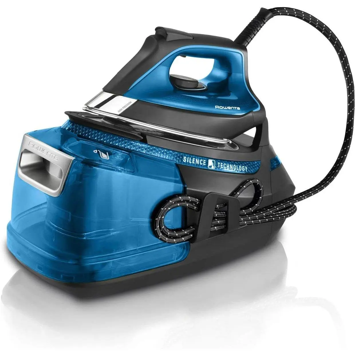 Rowenta Silence Steam Pro DG9222 Ferro da Stiro con Caldaia Silenziosa, 2800W, 1.3 L 7.5 bar, 480 g/min, Nero/Blu
