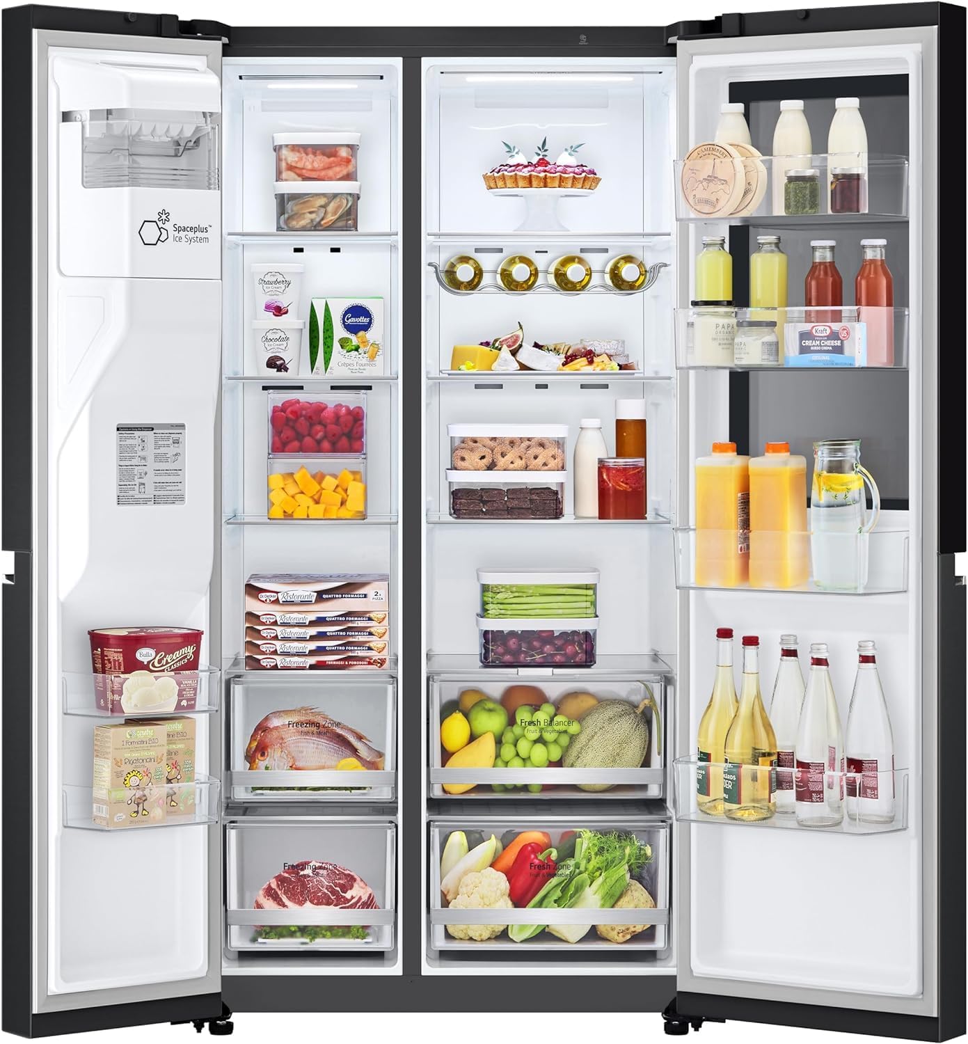 LG GSGV80EPLL Frigorifero Americano Side By Side InstaView, 635L, Frigorifero Total No Frost, Wi-Fi, Door & Linear Cooling, Dispenser Acqua e Ghiaccio Con Allaccio, Fresh Balancer, Nero Opaco