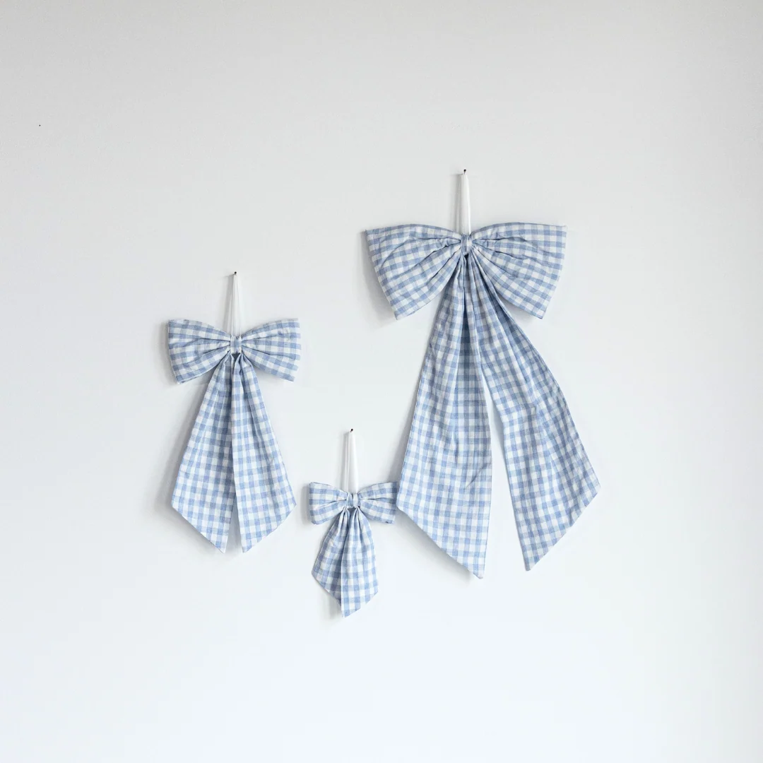 Baby Blue Gingham Fabric Bows