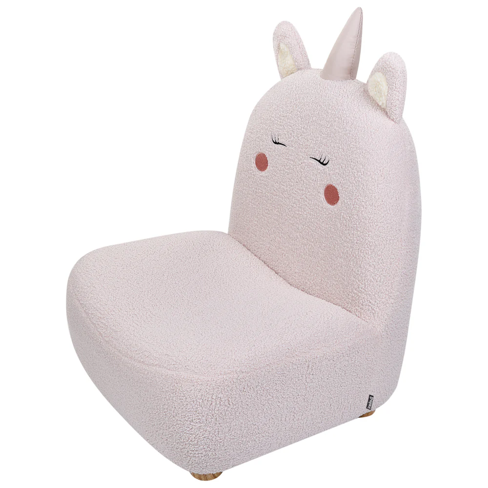 Sedia per animali Rosa Poliestere Imbottita con braccioli Sedile per cameretta per bambini Design moderno Forma di unicorno
