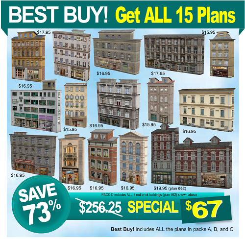 Pack D Scale Models Railroad Background Buildings