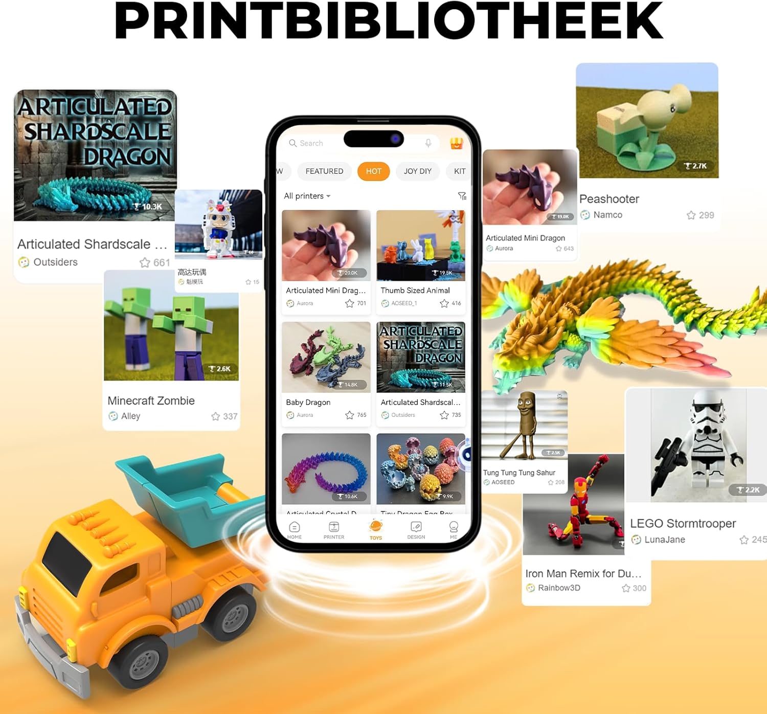 KI-gestützter 3D-Drucker für Kinder, 3D-Drucker mit 8 PLA-Filament-Set, KI Design-App, umfangreiche Sammlung an 3D-Spielzeugvorlagen,mit 16+ Mini-3D-Designmodulen, App-Steuerung
