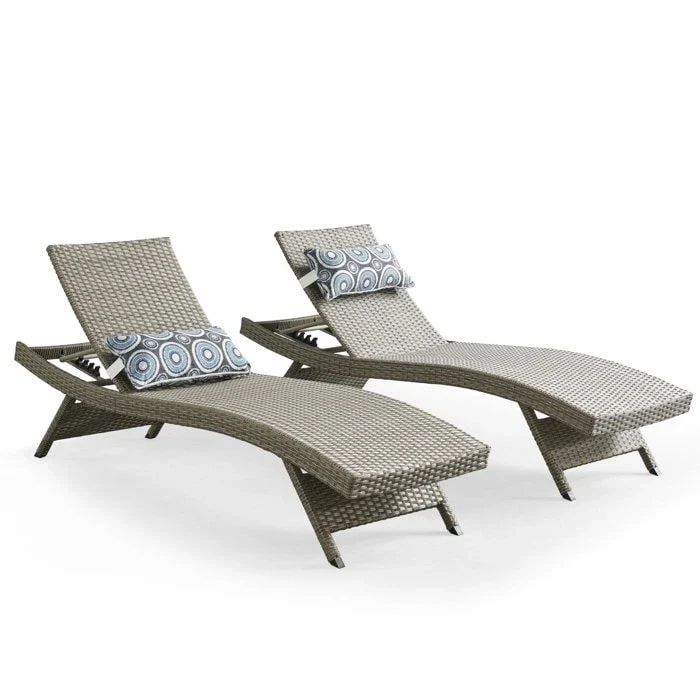All Weather Wicker Chaise Lounge - Set of 2