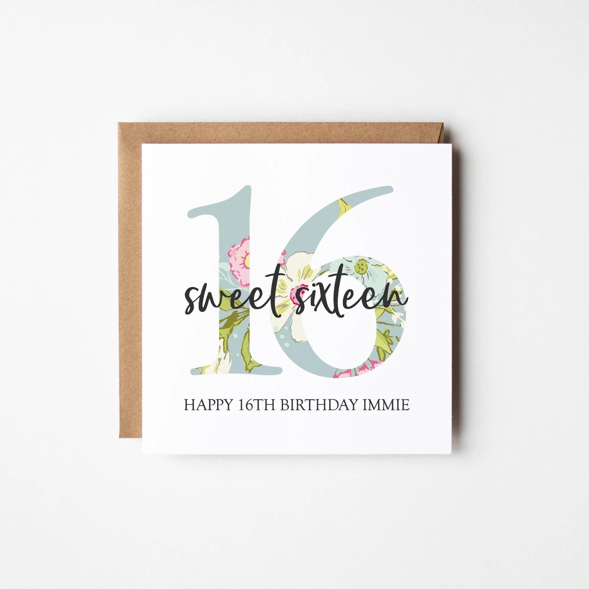 16th birthday card sweet sixteenth a?�� personalised 16th birthday card for her a?�� daughter a?�� friend a?�� auntie a?�� cousin a?�� sister a?�� floral card
