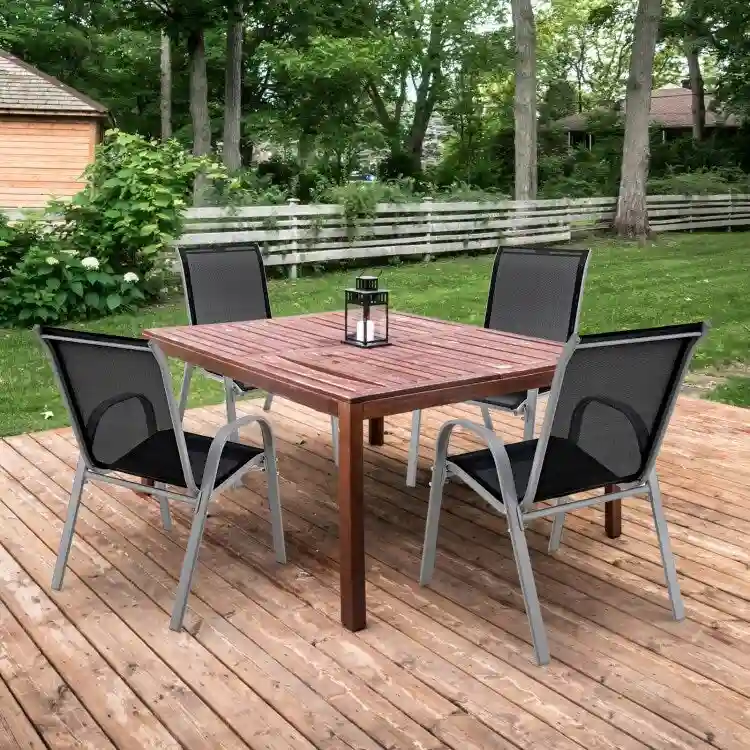 4 Pieces Stackable Patio Dining Chairs Set with Armrest - 29 x 21.5 x 35.5 (L x W x H)