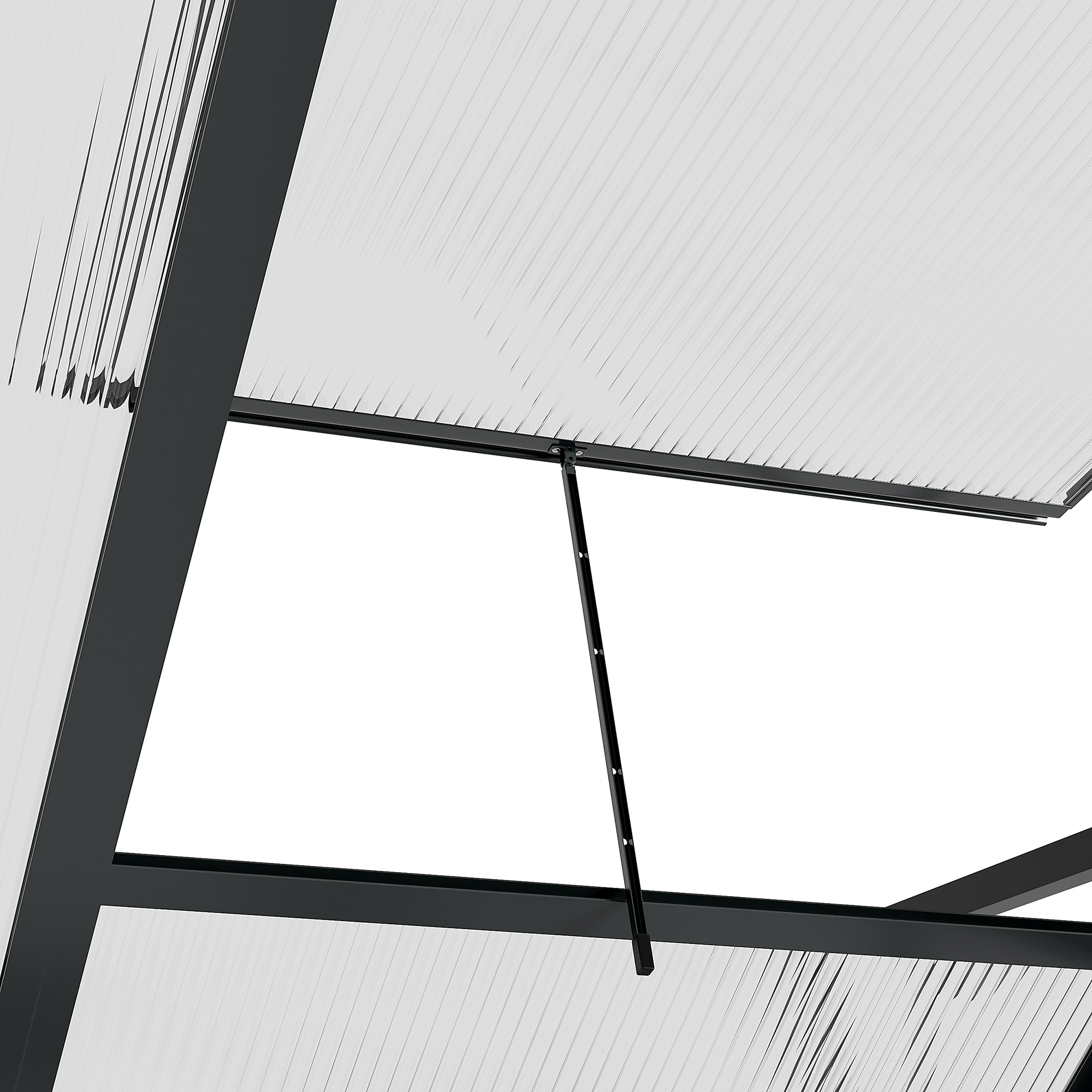 Outsunny Tuinkas Kas Kweekbak, Dakraam, bezoekbaar, verzinkte basis, weerbestendig, 190 cm x 132 cm x 201cm, Grijs