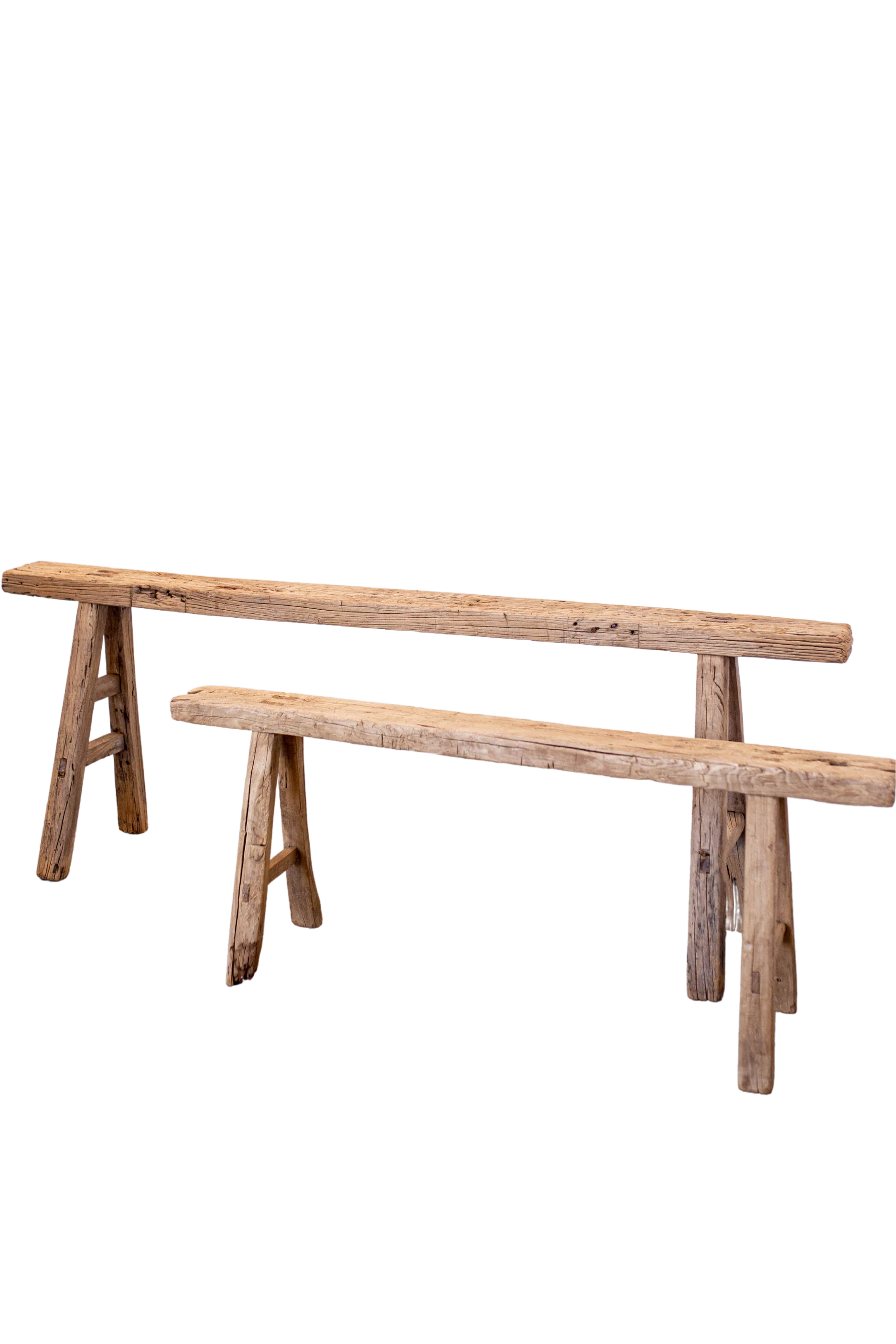 Vintage Skinny Reclaimed Wood Bench