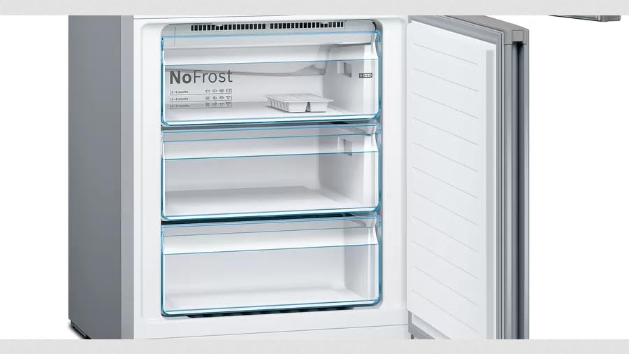 Bosch KGN36NWEA Serie 2 Kühl-Gefrier-Kombination, 186 x 60 cm, 215 L Kühlen & 87 L Gefrieren, NoFrost nie wieder abtauen, LED-Beleuchtung gleichmäßige Ausleuchtung