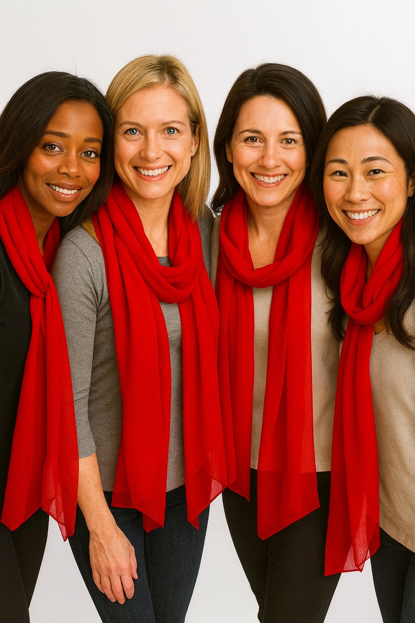 Red Long Sheer Chiffon Scarf 21