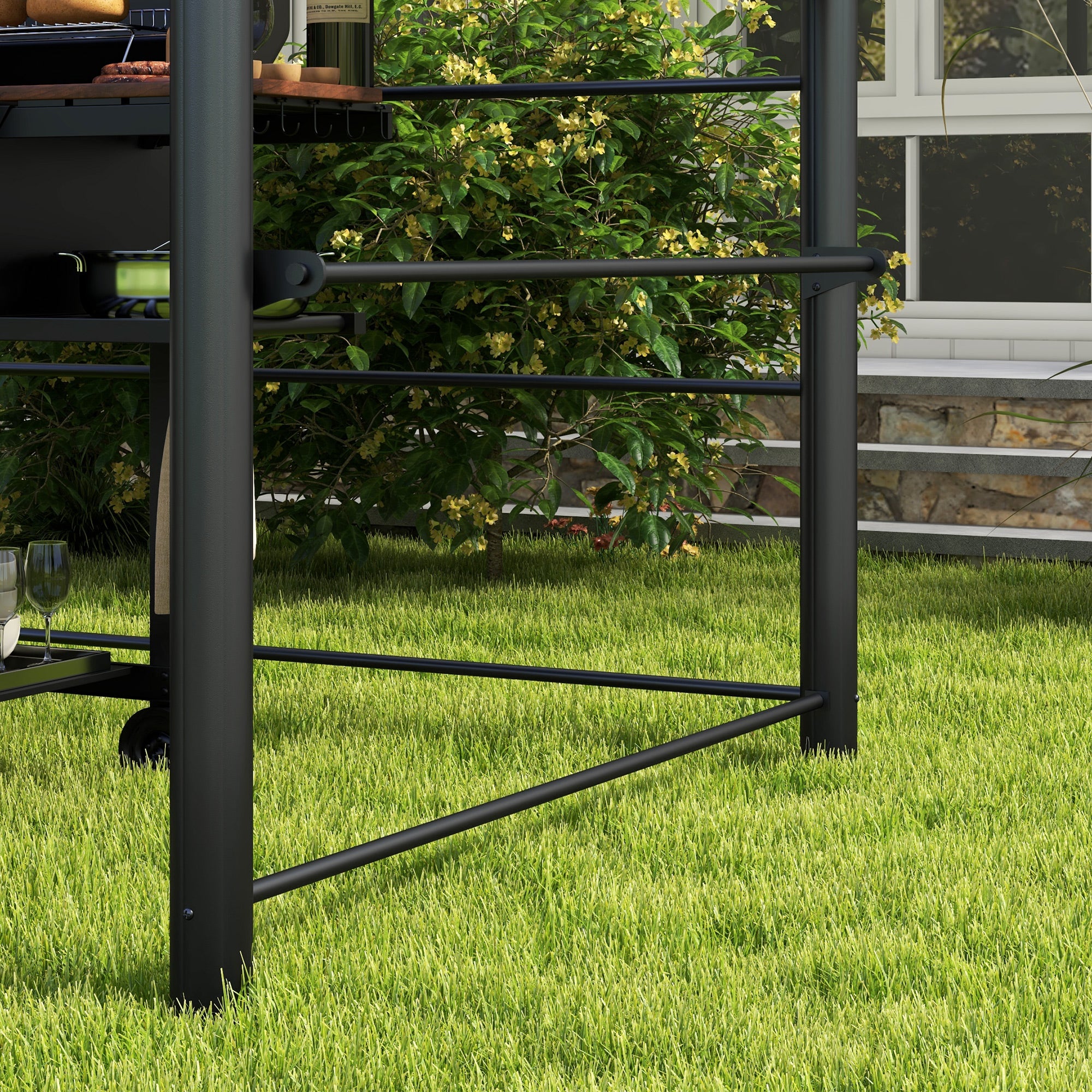 Outsunny Grillpaviljoen Grilldak Grillprieel, weerbestendig, 240 cm x 150 cm x 230 cm, Geelbruin + Donkergrijs