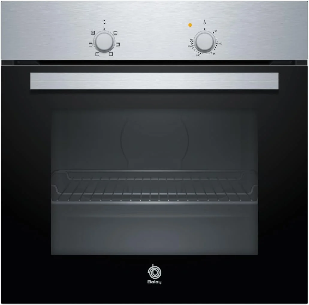 Balay - Horno, 60 cm, 5 funciones, control mecánico, negro, Acero inoxidable, 3HB1000X0